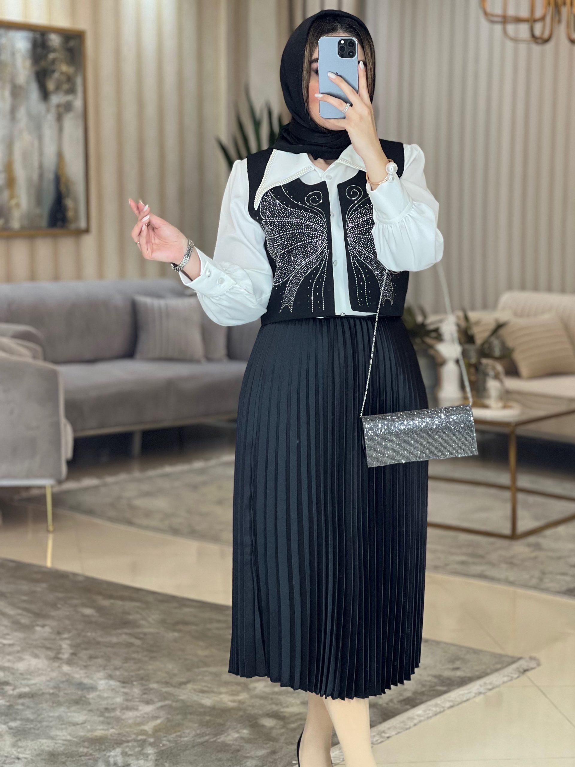 دامن ساتن پلیسه