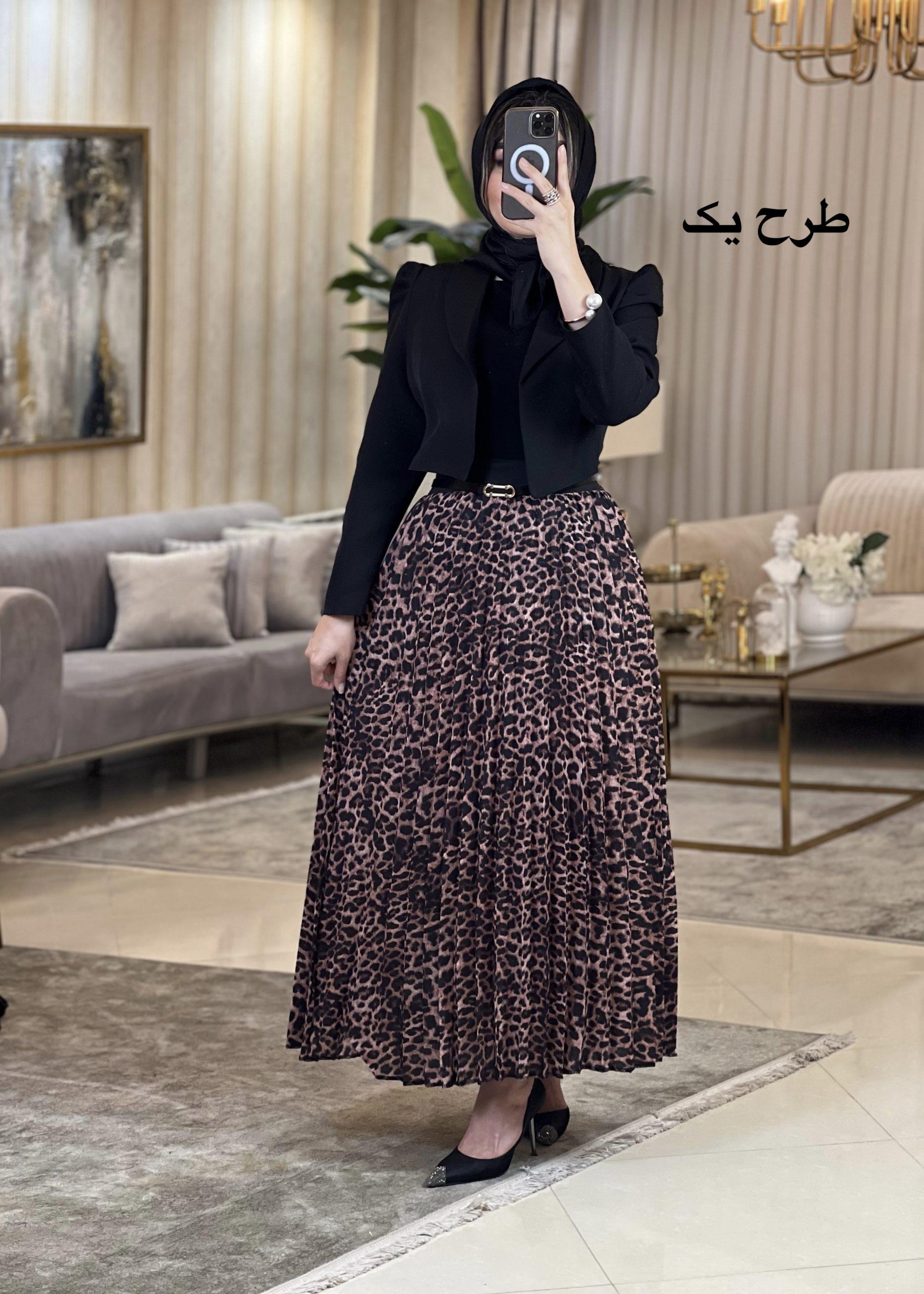 دامن پلیسه پلنگی 042