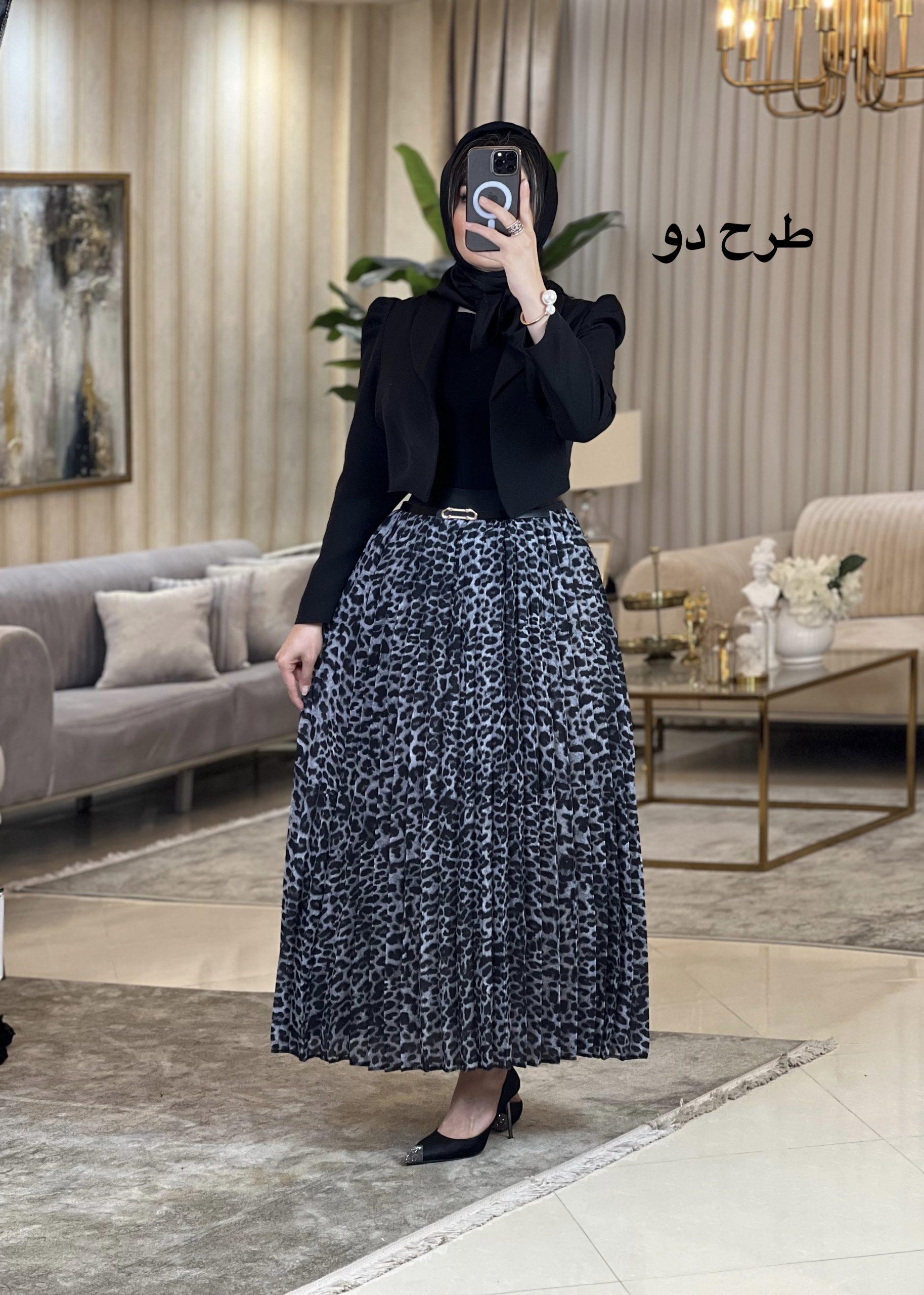 دامن پلیسه پلنگی 042