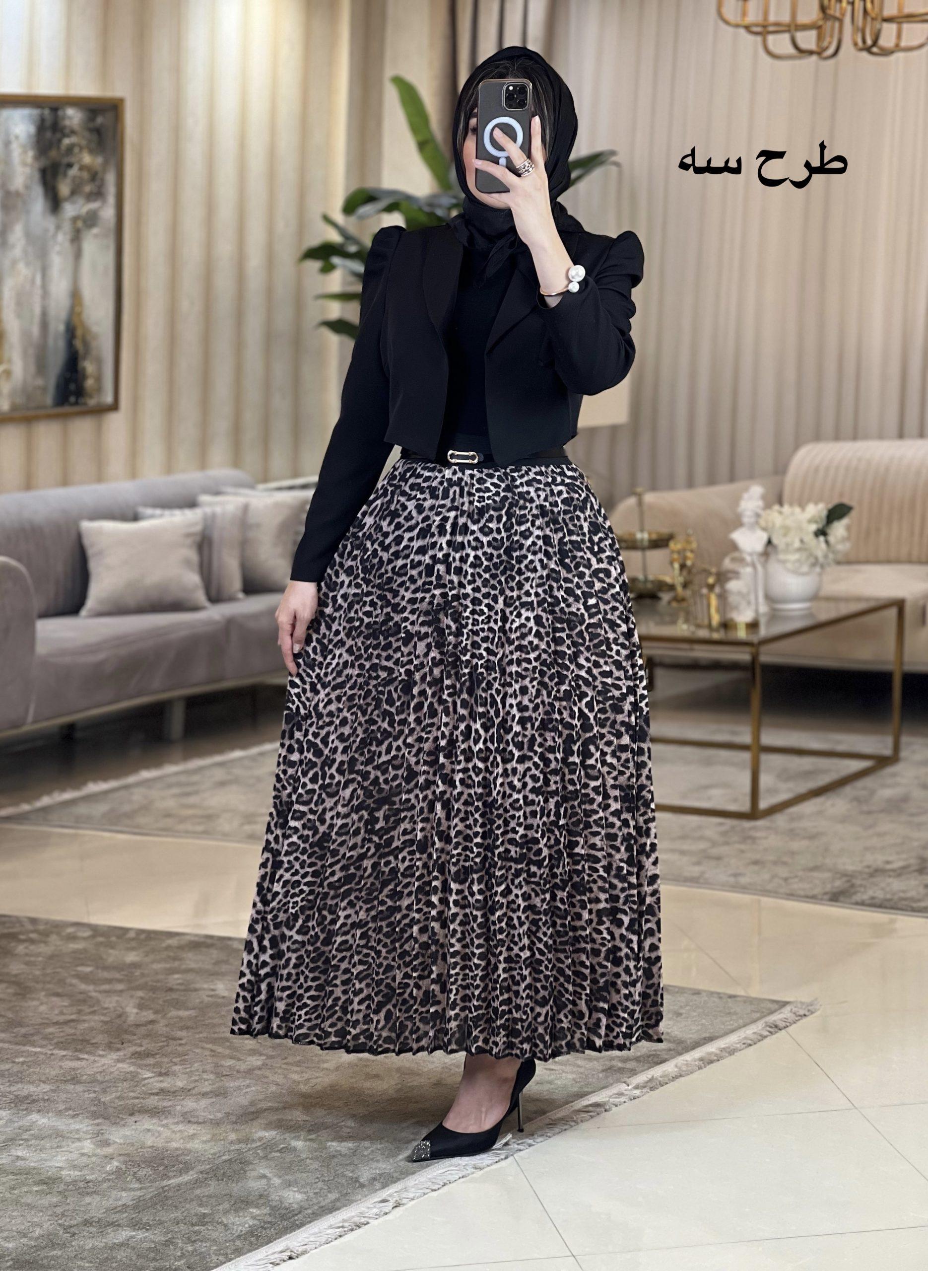 دامن پلیسه پلنگی 042